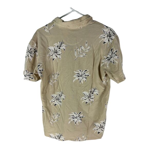 Zara Shirt Mens Large Button Up Beige Floral Hawaiian Casual Short Sleeve - Picture 2 of 3
